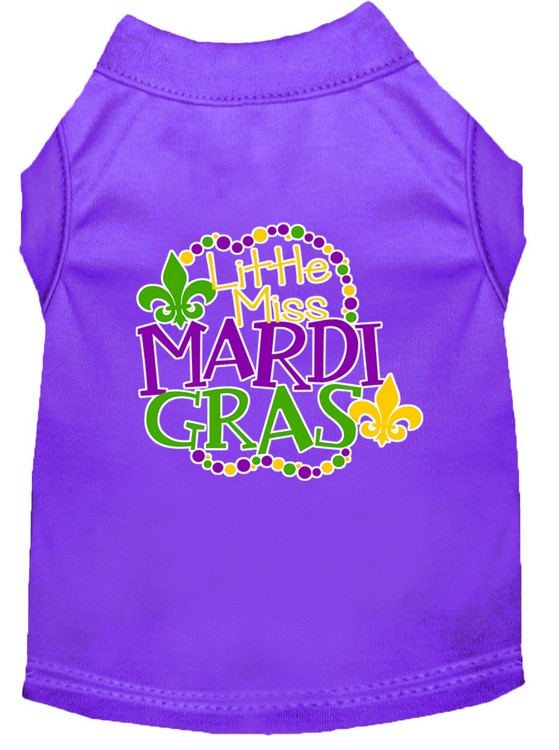 Miss Mardi Gras Screen Print Mardi Gras Dog Shirt Purple XXXL